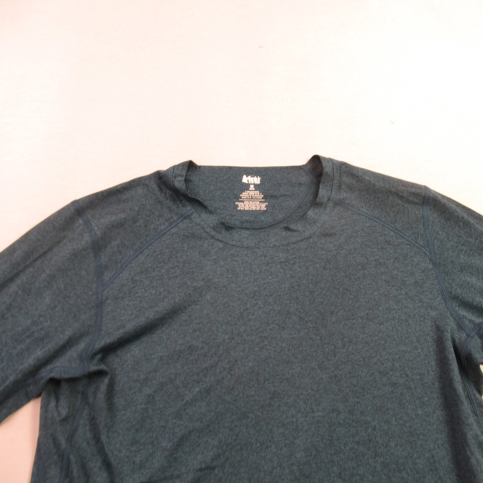 REI Shirt Mens Medium Long Sleeve High Neck Outdoors Crew Neck Blue Stretch gallery