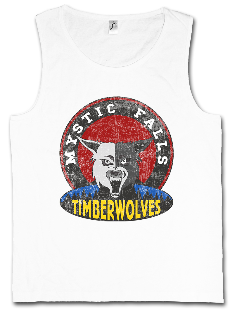 MYSTIC FALLS TIMBERWOLVES TANK TOP VEST Vampire Football Team Diaries Sign Logo