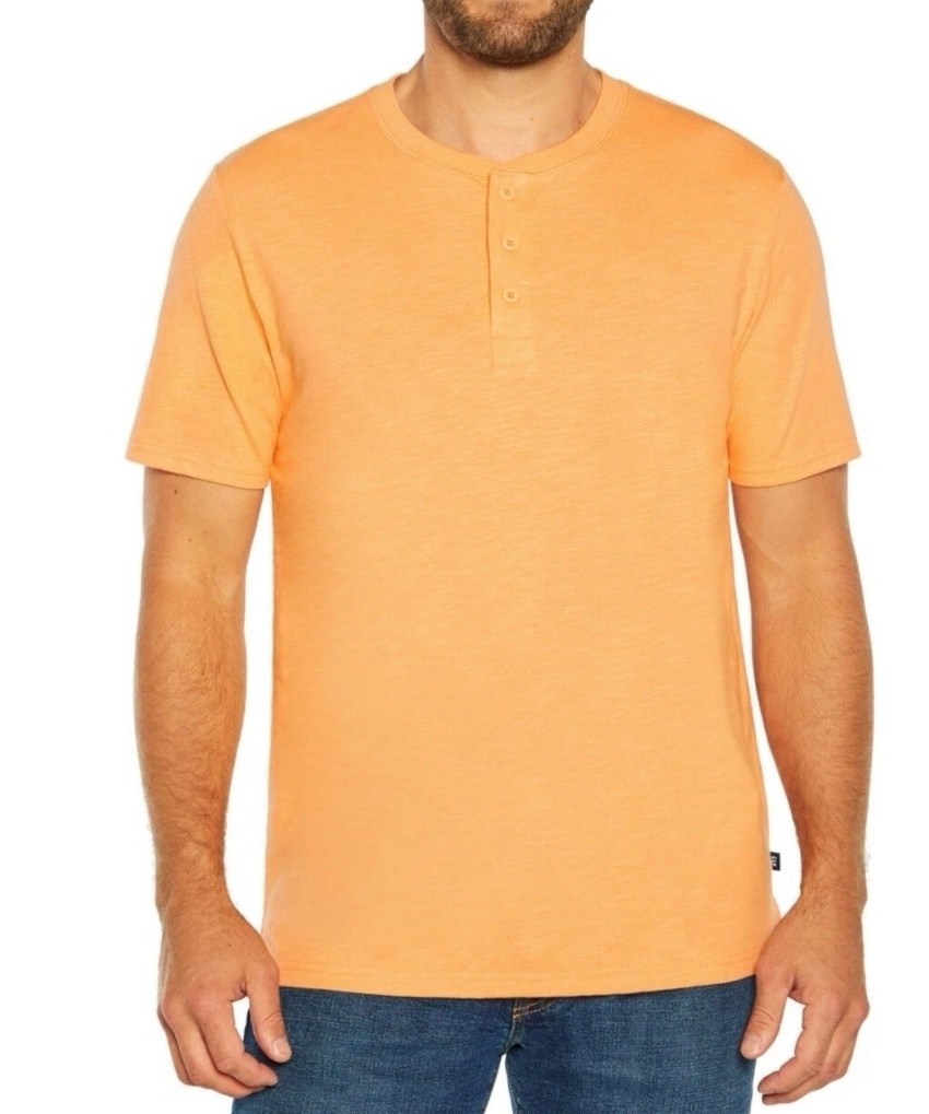 GAP Men’s Soft Short Sleeve Half Button Collar Slub Henley Apricot Wash Medium