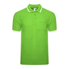 Men’s Polo Short Sleeve Pique Plain Single Tipping Chest Pocket Casual Tee Top
