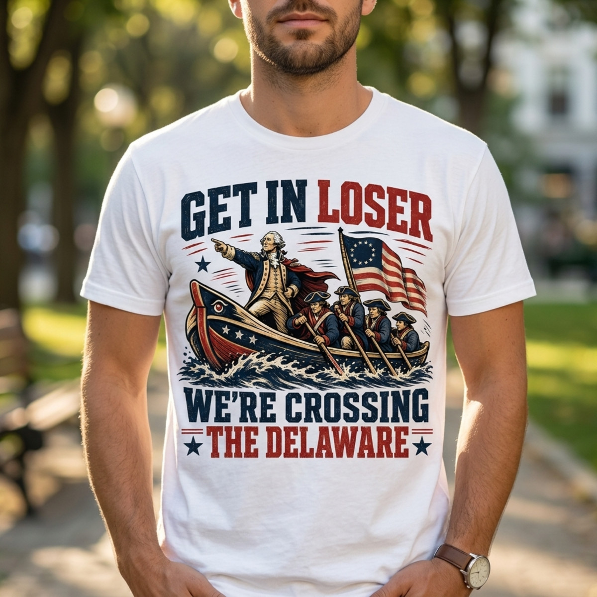 Get In Loser We're Crossing The Delaware Shirt, Funny George Washington T-Shirt gallery