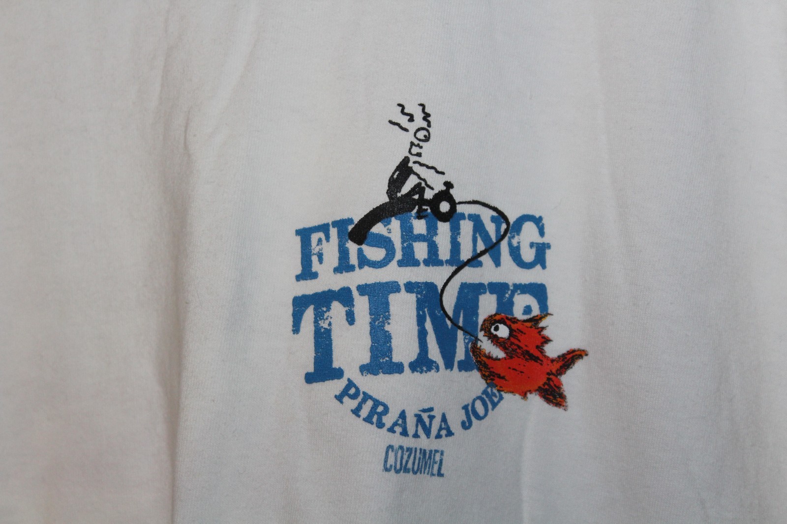 Pirana Joe White Double-Sided Cotton Fish Cozumel Graphic T-Shirt - XL NEW gallery