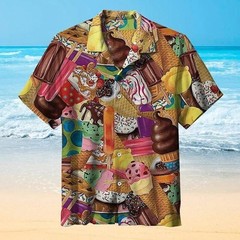 Mens Button Down Gothic Melting Skull Ice Cream Cone Creepy Novelty Goth Shirt