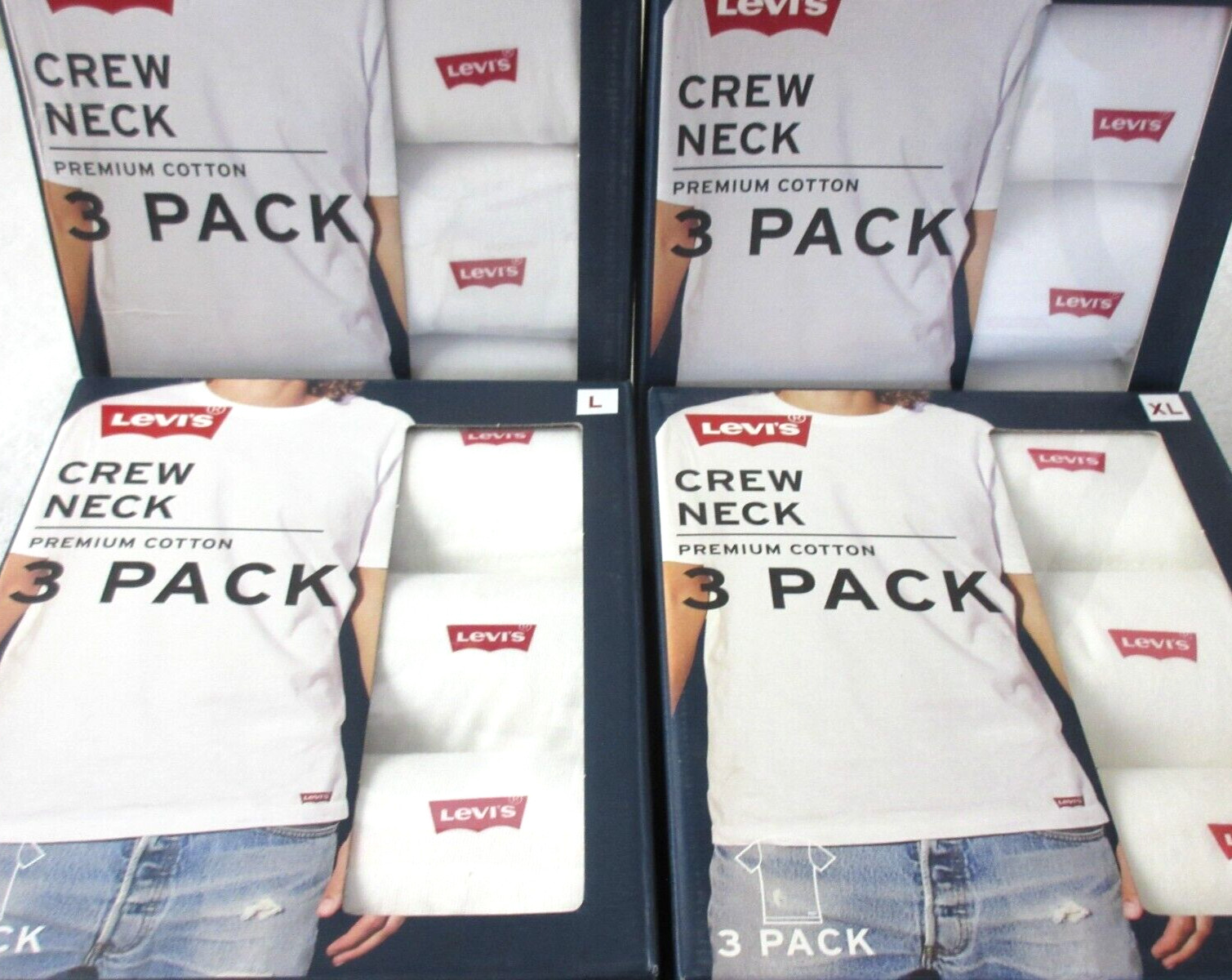 Levi's Men's Crewneck Premium Cotton 3 Pack Tee shirts White NIB Ships Free gallery