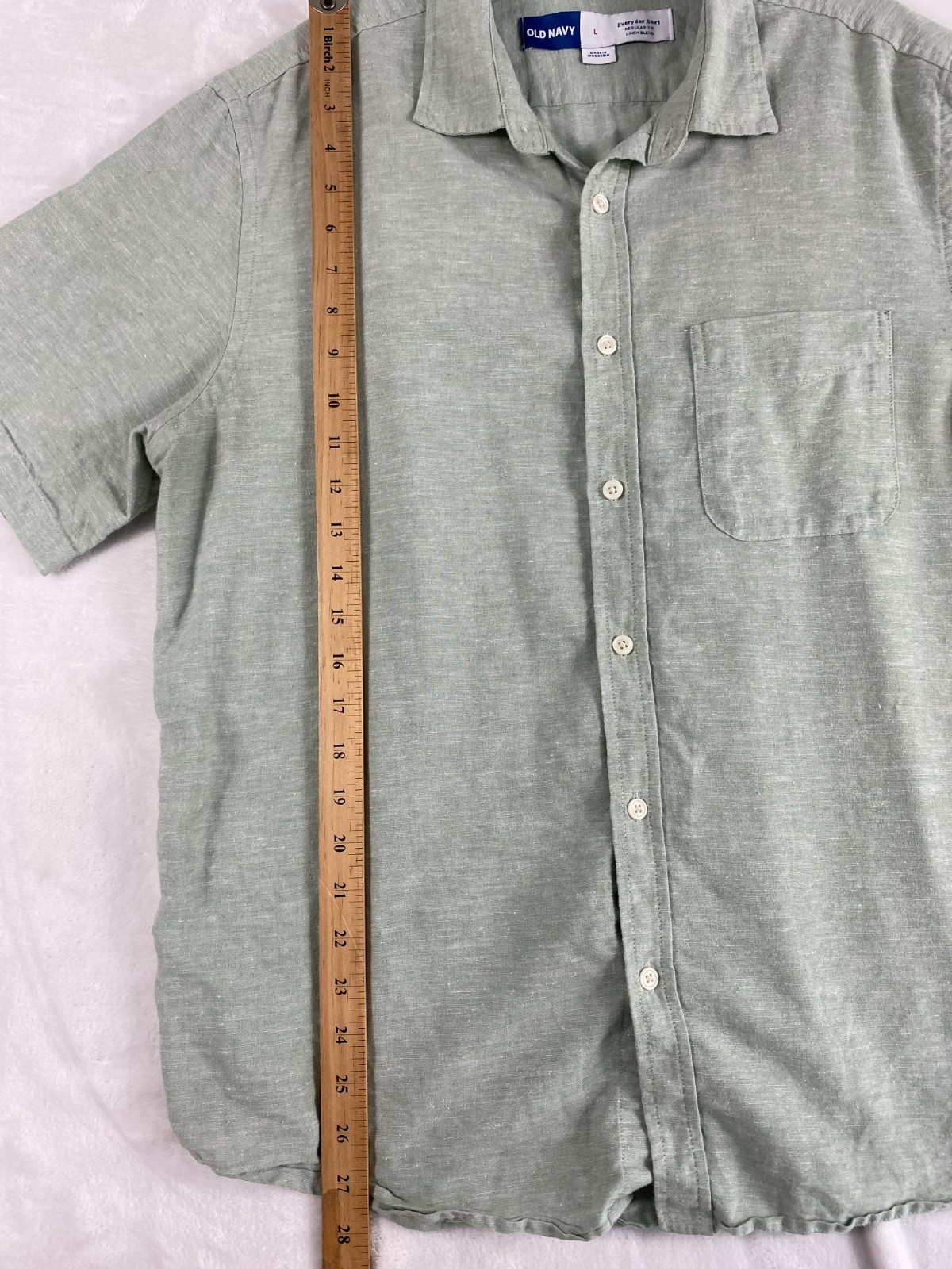 Old Navy Everyday Shirt Men L Sage Green Linen Blend Short Sleeve Resort Coastal gallery