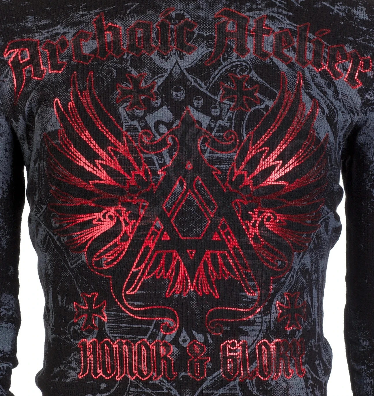 ARCHAIC by AFFLICTION Men's Long Sleeve THERMAL Shirt ACHILLES Biker Black $58 gallery