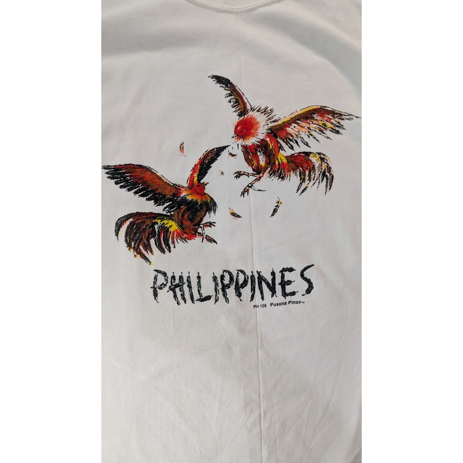 Pusong Pinoy Philippines Rooster Cockfight Graphic T-Shirt White Vintage Y2KL gallery