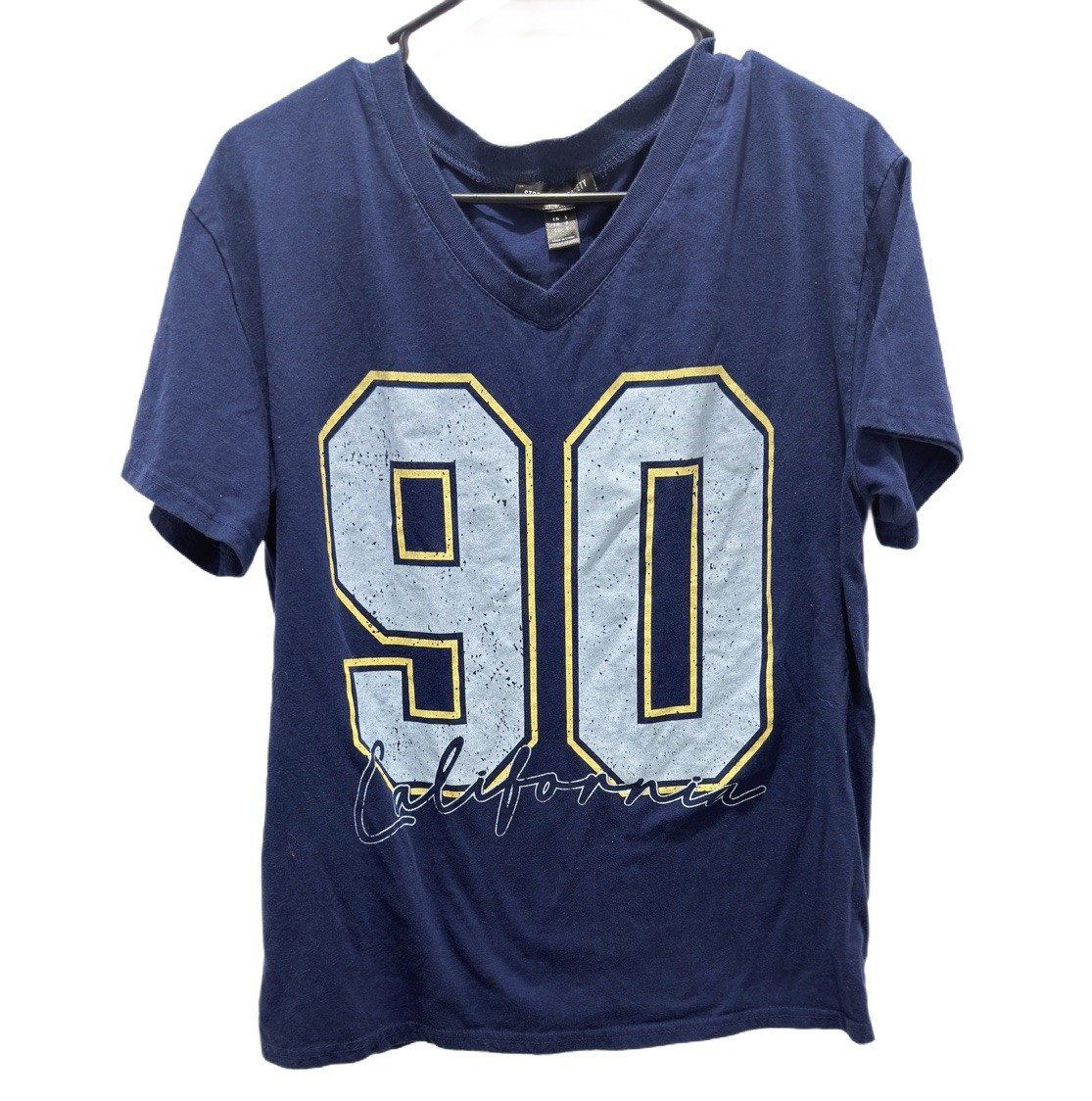 Streetwear Society Men’s S Blue V-Neck Short Sleeve Graphic Print T-Shirt
