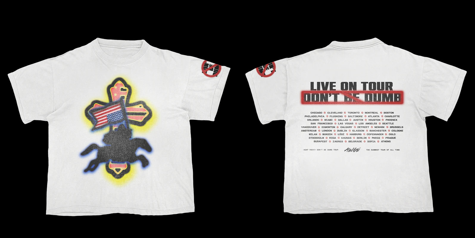 ASAP Rocky Don’t Be Dumb Tour 2026 Airbrush Dateback Graphic Multicolor T Shirt
