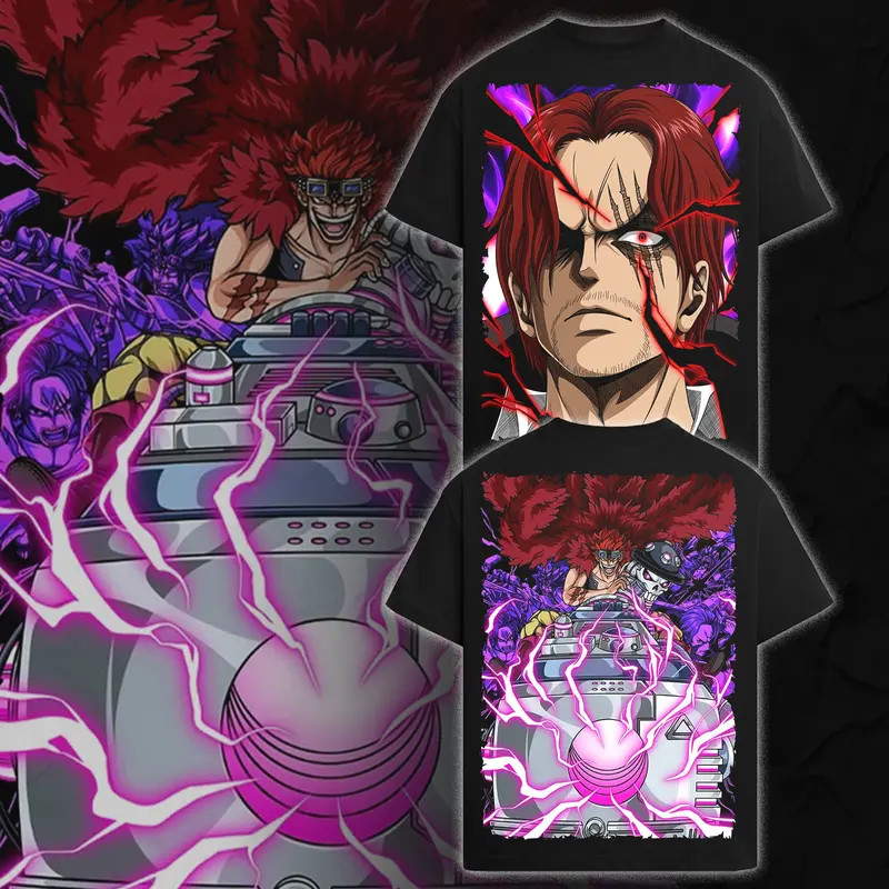 One Piece Shanks x Eustass Kid Battle Graphic Tee Dark Anime Streetwear T-Shirt