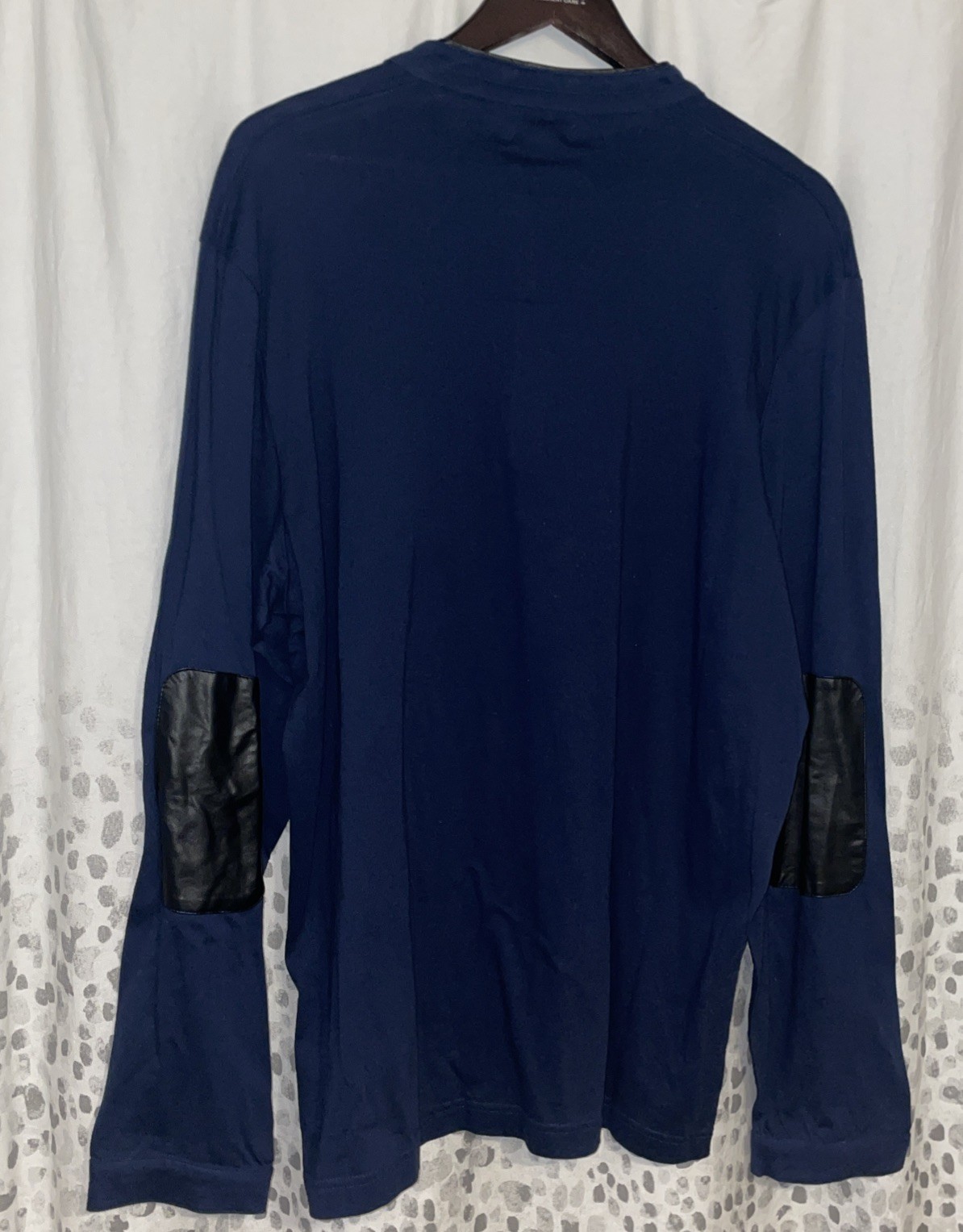 Kenneth Cole Reaction Pleather Trim Elbow Patches Long Sleeve Shirt Blue XXL gallery