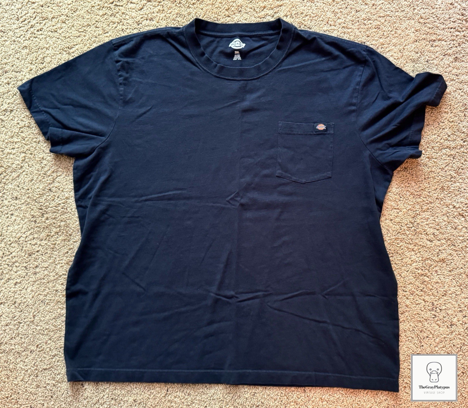 Genuine Dickies T-shirt Men 3XL Blue Solid 100% Cotton Work Utility Pocket