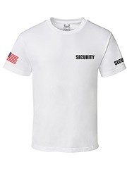 NW MEN’S PRINTED SECURITY STAFF USA FLAG POLICE FUNNY CUSTOM HALLOWEEN T-SHIRT