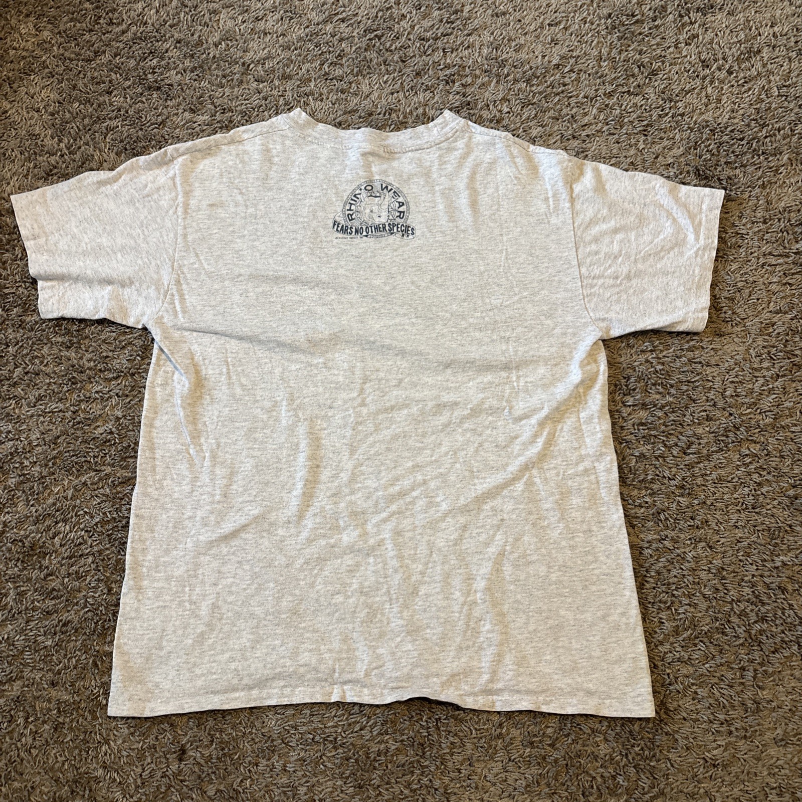 Vintage 90s Hanes Rhino Wear Gray Mens M Fear No Other Species T-Shirt Retro gallery
