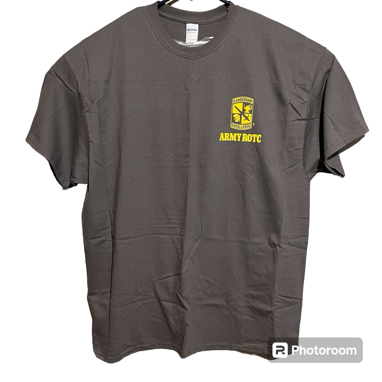 Army ROTC Men Leadership Excellence Crest Logo Grey T-Shirt Size XXL NEW
