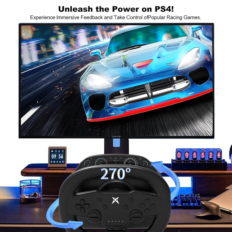 Wireless Gaming Steering Wheel Pedals Compatible with P4 P3 PC Switch 2 Ios