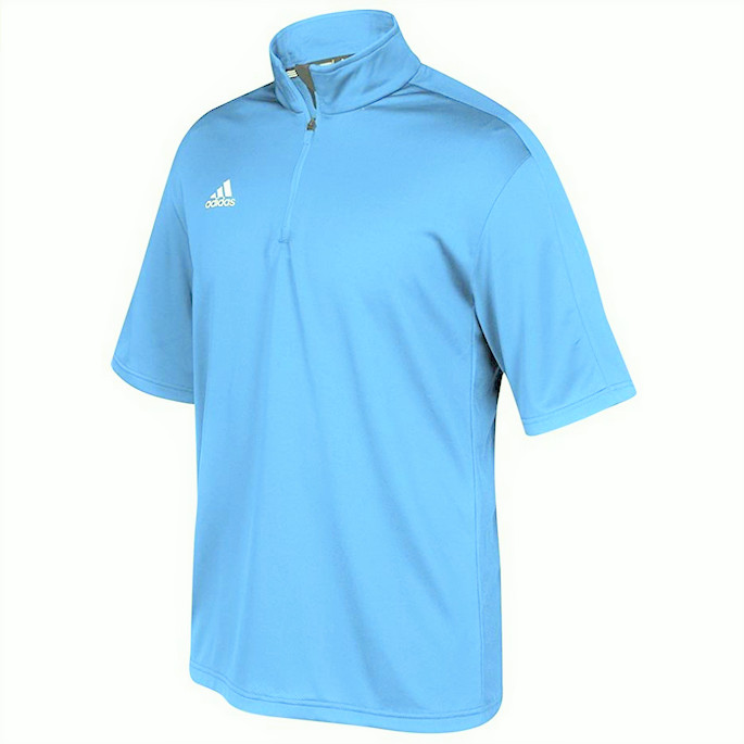 adidas Game Built Short Sleeve Quarter-Zip Mens Multi-Sport Light Blue/White XL gallery