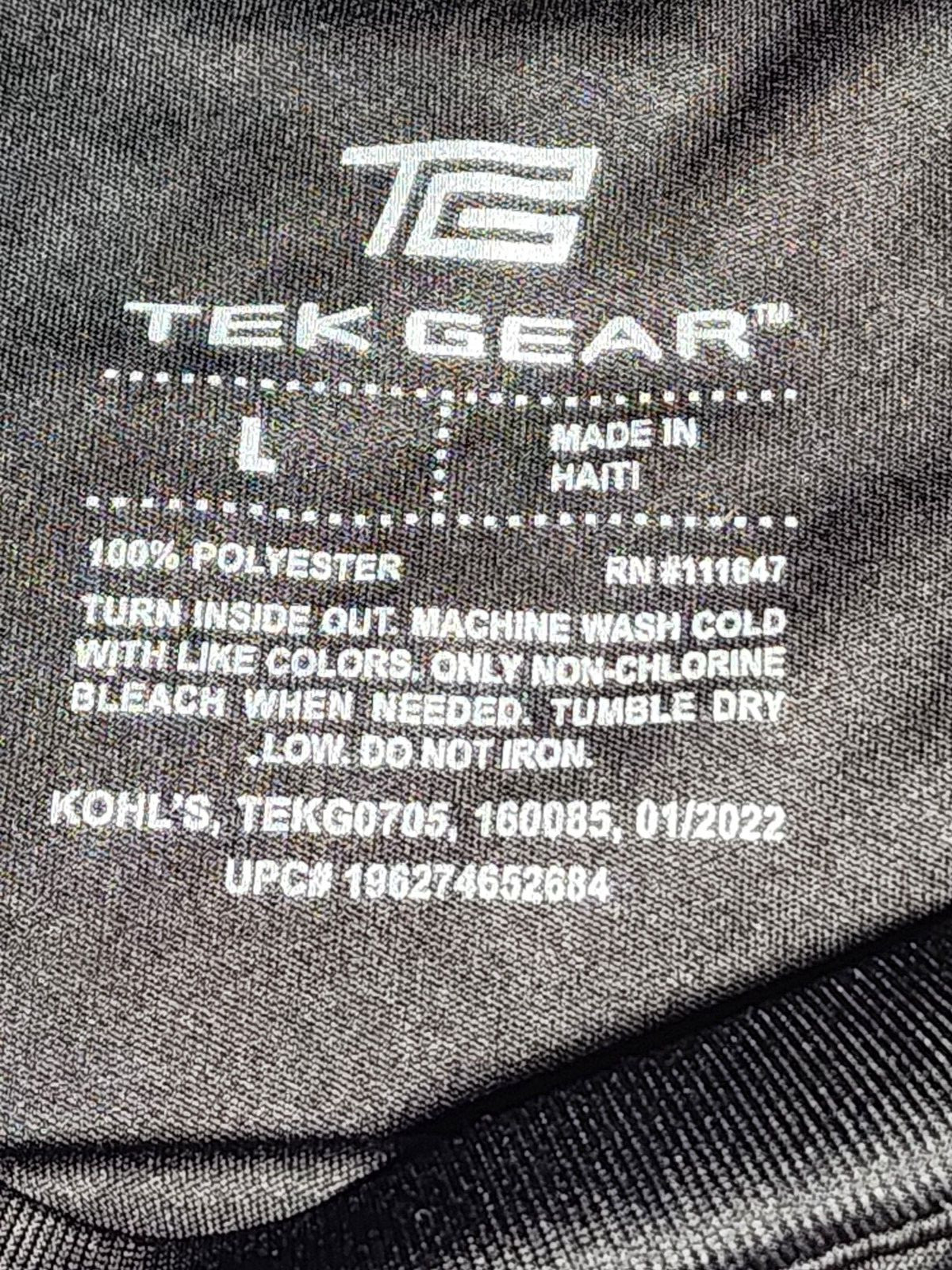 Tek Gear T-Shirt Men Large Black Short Sleeve Round Neck Basketball Polyester gallery