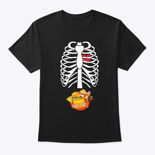 Skeleton Fast Food Hamburger Pizza T-Shirt Made in the USA Size S to 5XL