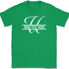 Letter U Monogram Your Text Here Custom T-Shirt Personalized Family Gift Tee