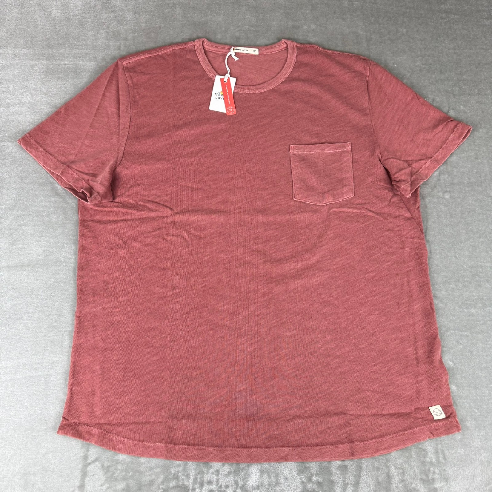 Marine Layer Vintage Heavy Slub Pocket Tee Mens M/L Marge Marsala Red $54 NWT gallery