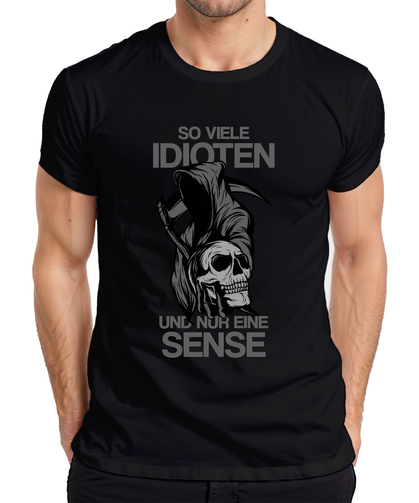 So Many Idiots And Only One Scythe Reaper Statement Gothic Humor Men’s T-Shirt