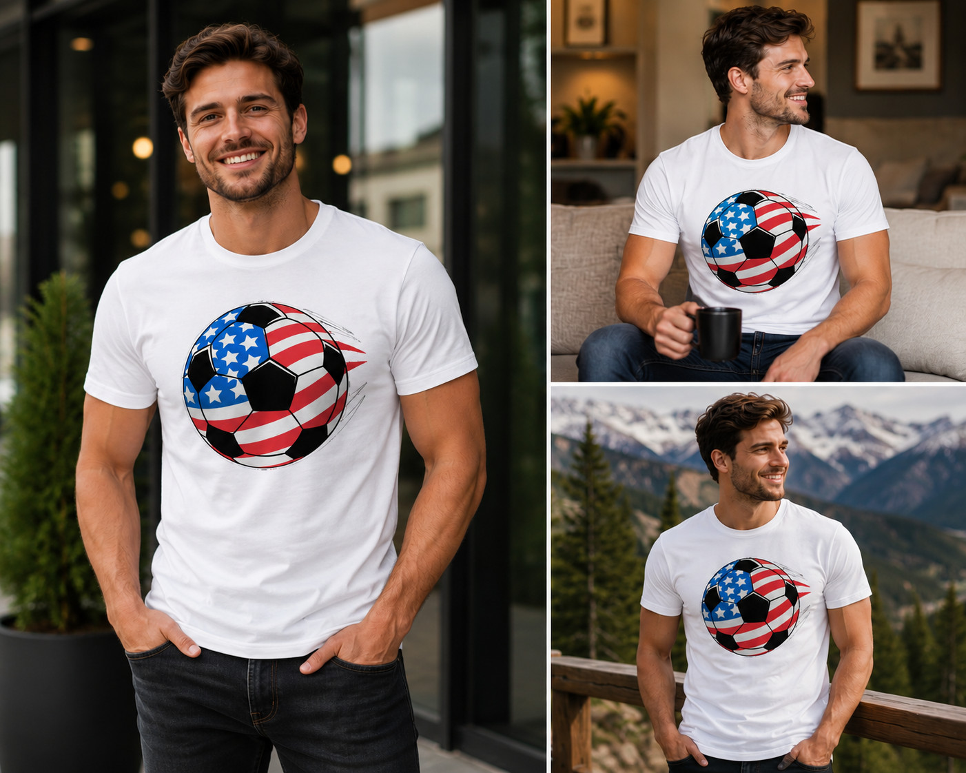 USA Flag Soccer Ball Shirt American Patriotic Football Fan Tee 2026 Unisex gallery
