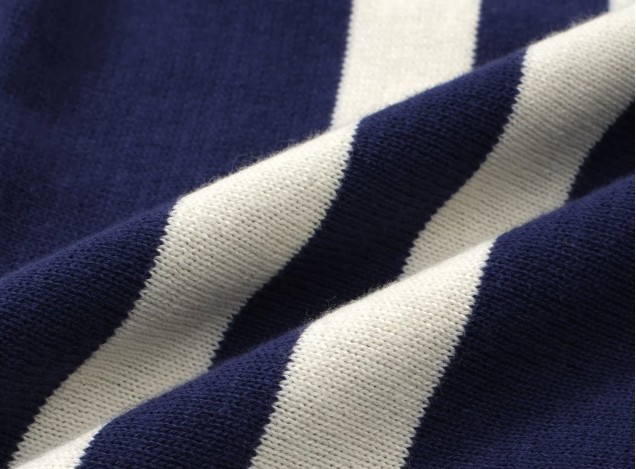 Men's Navy Knit Tee with White Stripes – 1970s Mod Vintage Style gallery