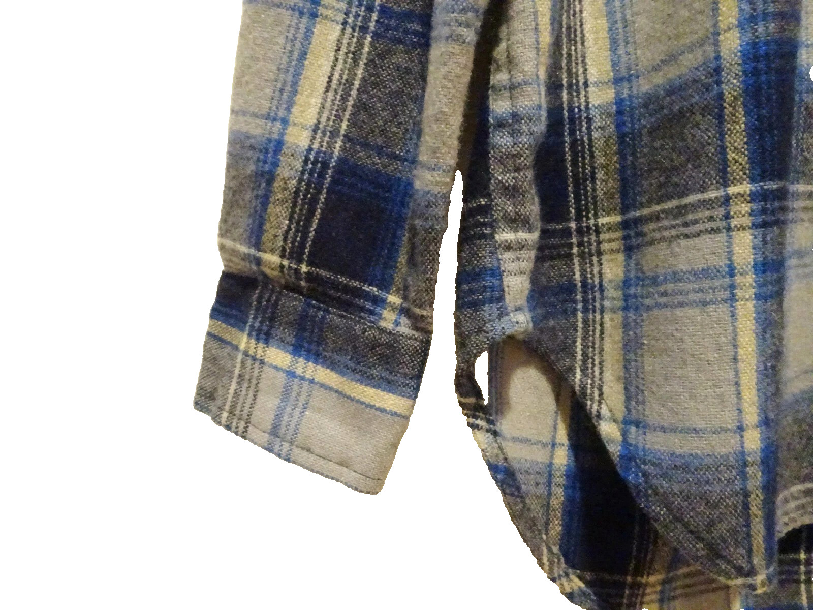 M Vtg 70s Kmart Blue Gray Black Shadow Plaid Wool Nylon Flannel Men's Shirt M gallery