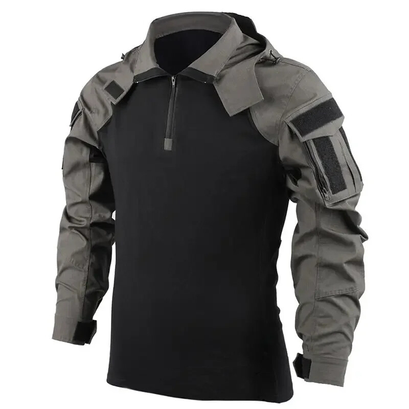 Outdoor Shirts Camo Combat T-Shirt Hooded Men Tactical Shirt Airsoft gallery