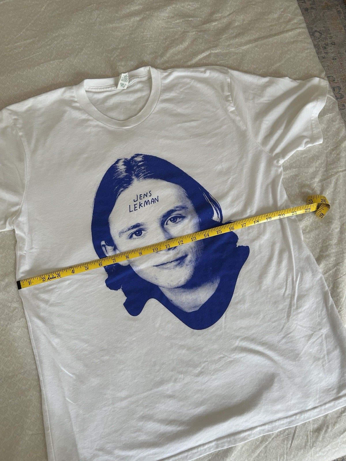 Jens Lekman Graphic Print Crew Neck Short Sleeve T-Shirt White/Blue L gallery