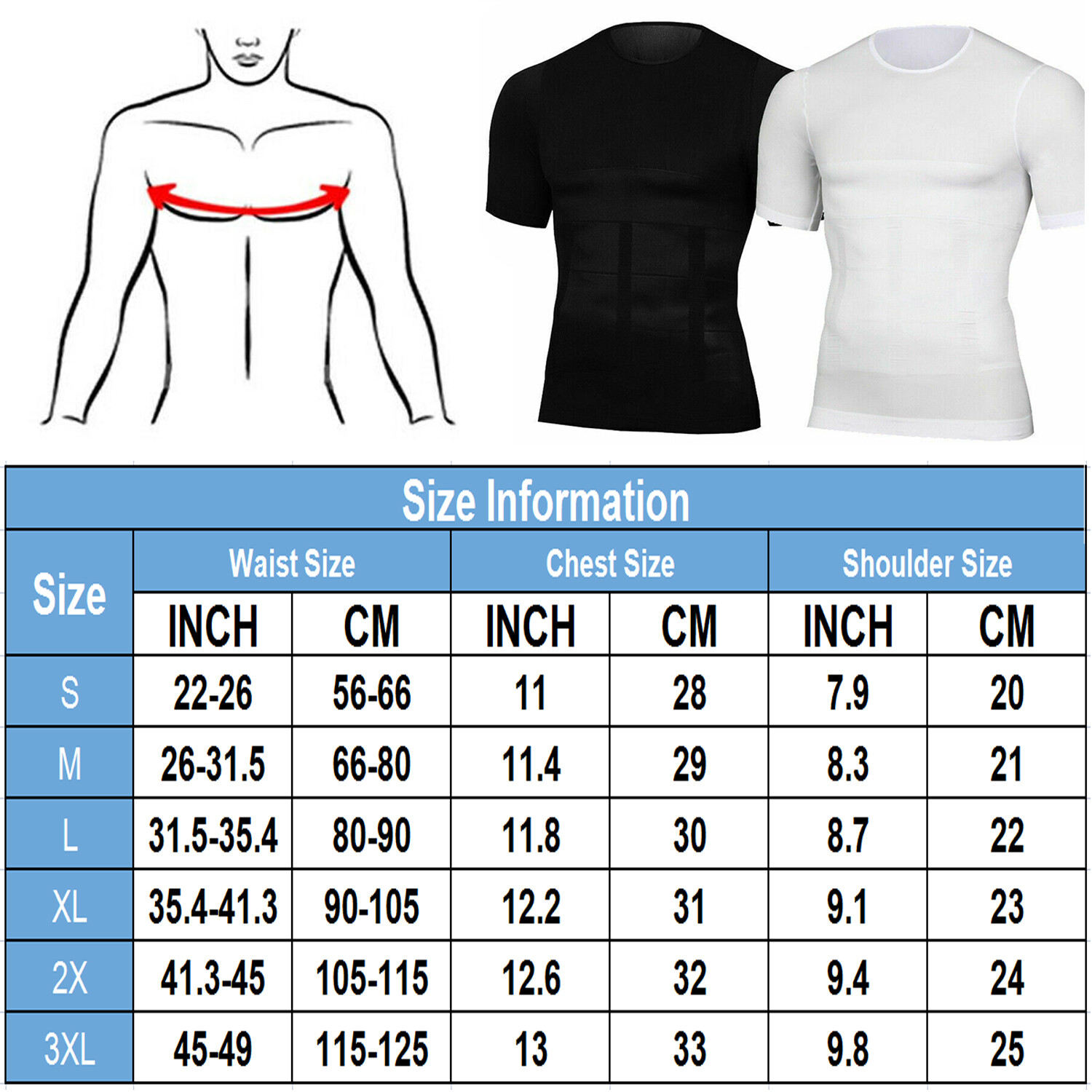Men Slimming Body Shaper Gynecomastia T-shirt Posture Corrector Vest Compression gallery