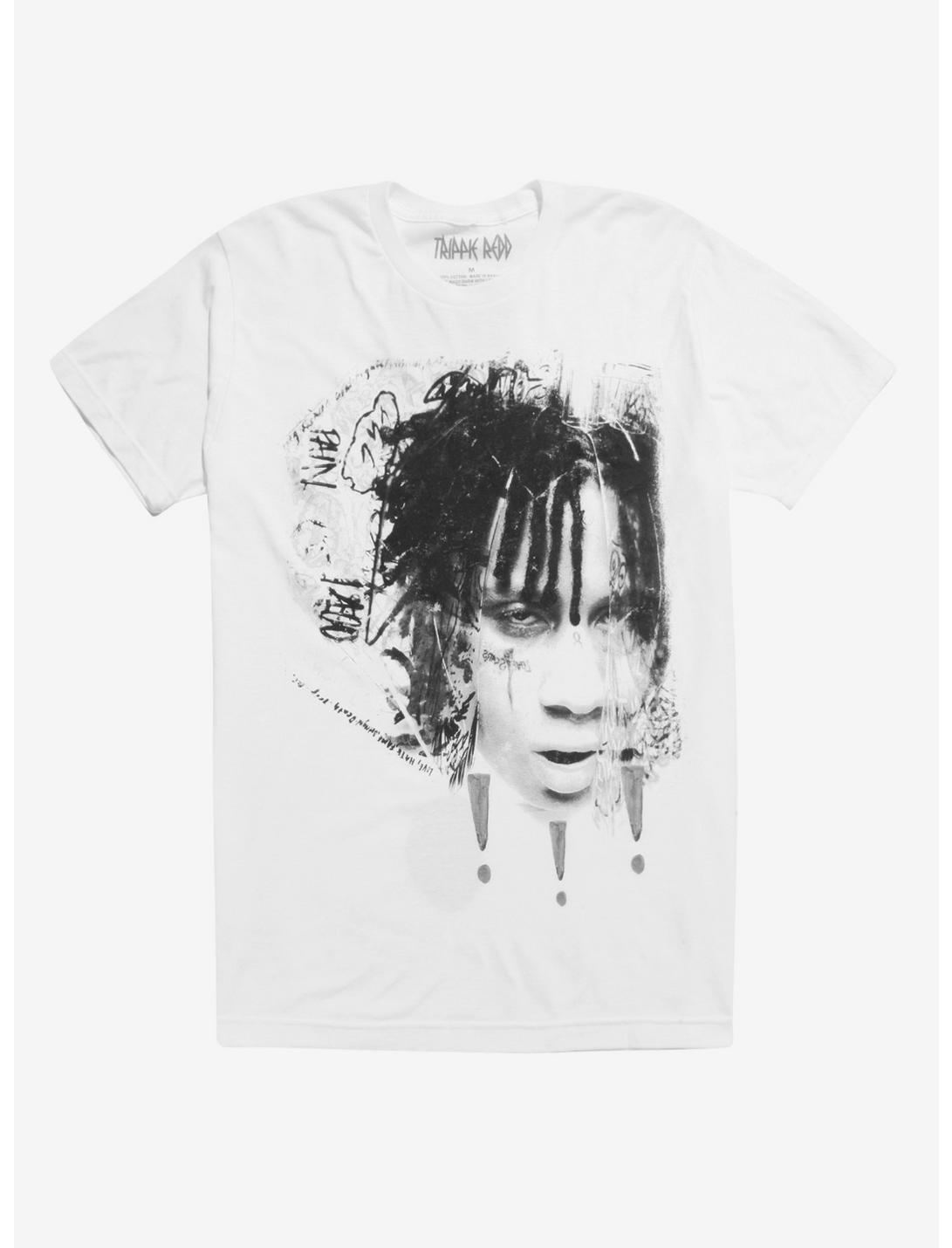 Trippie Redd Black & White Sketch T-Shirt, printed on a new fabric material.