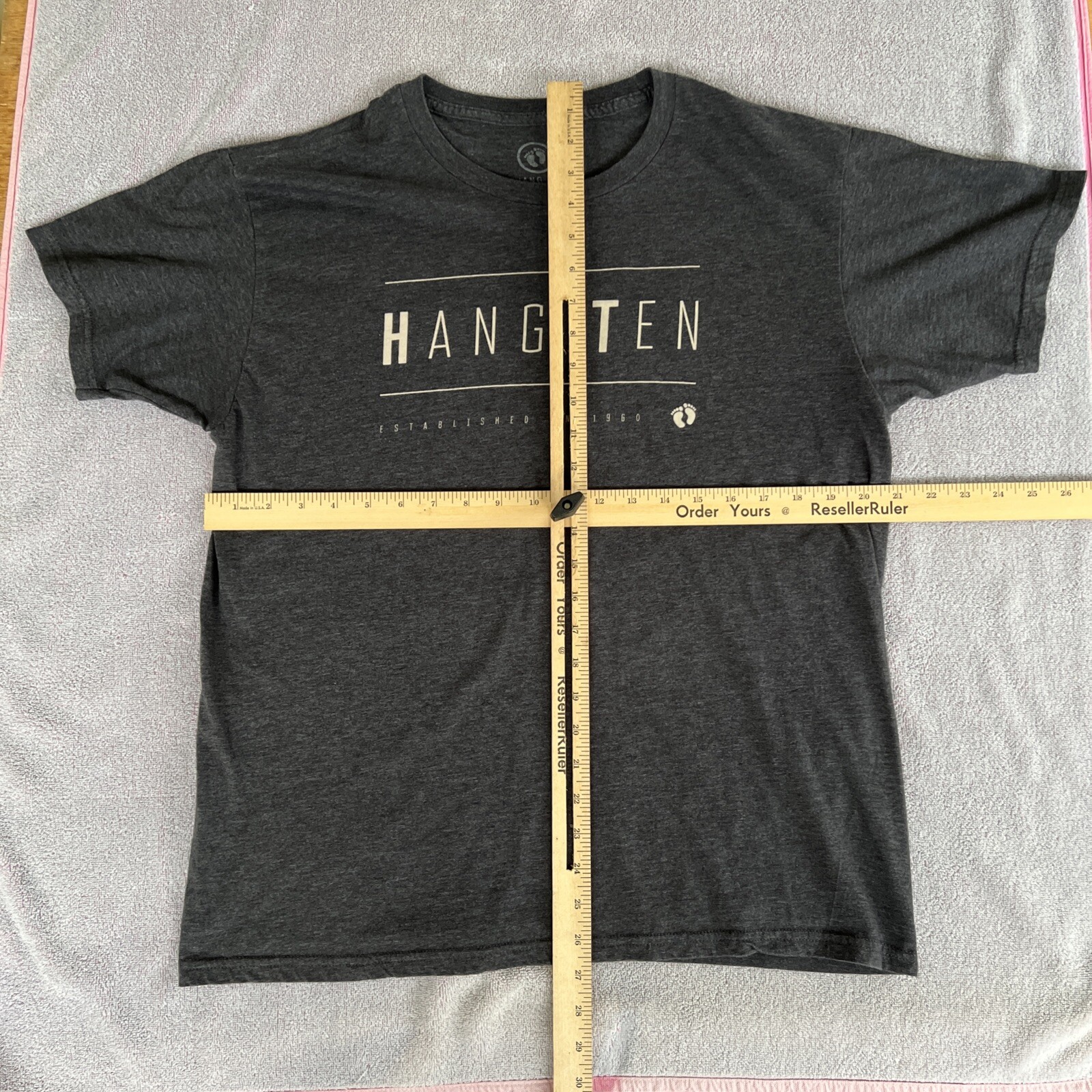 Hang Ten T Shirt Men's Size Large Charcoal Gray Est 1960 California Surf 0174 gallery