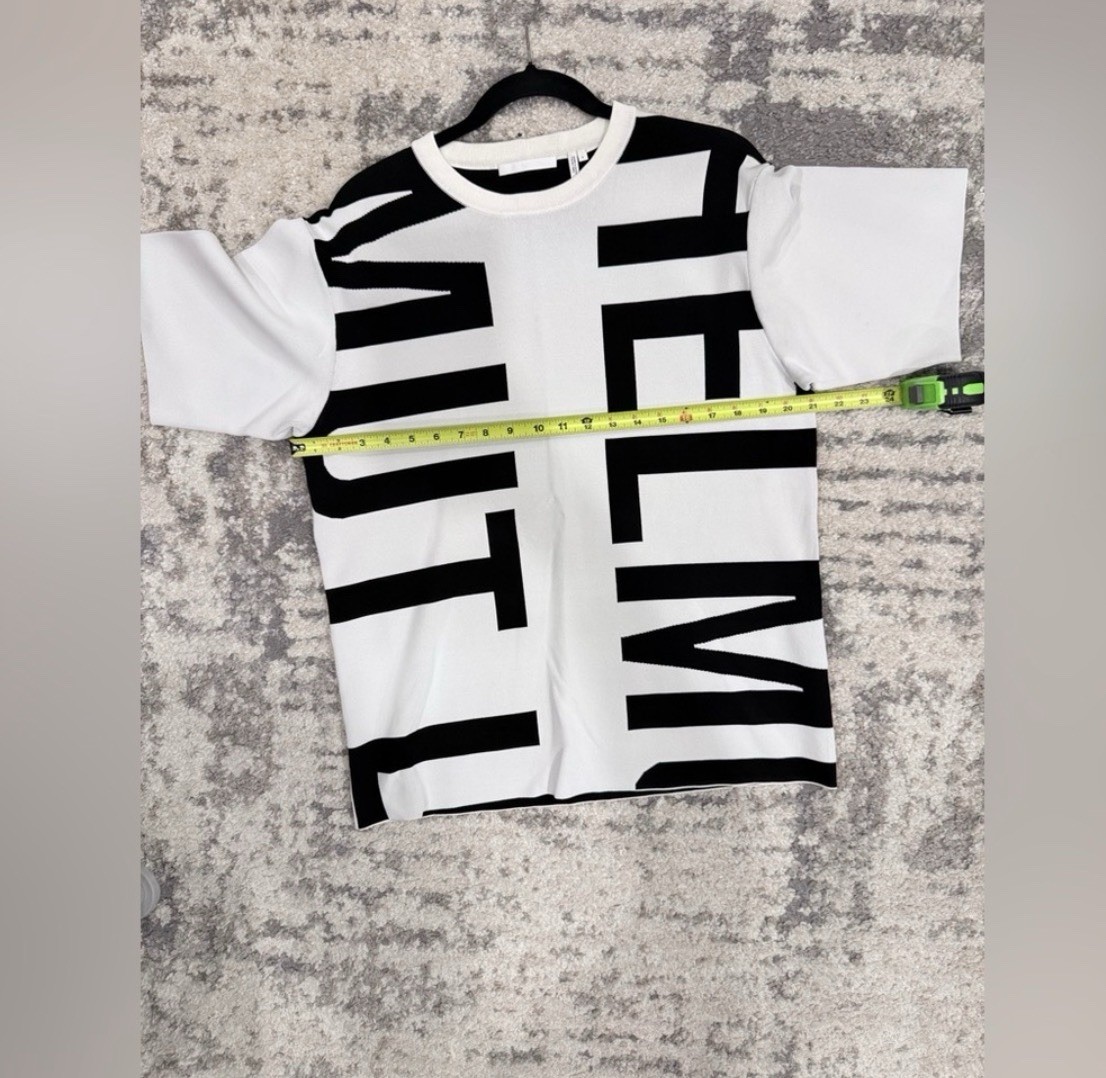 Helmut Lang White and Black Short Sleeve Logo Tee gallery