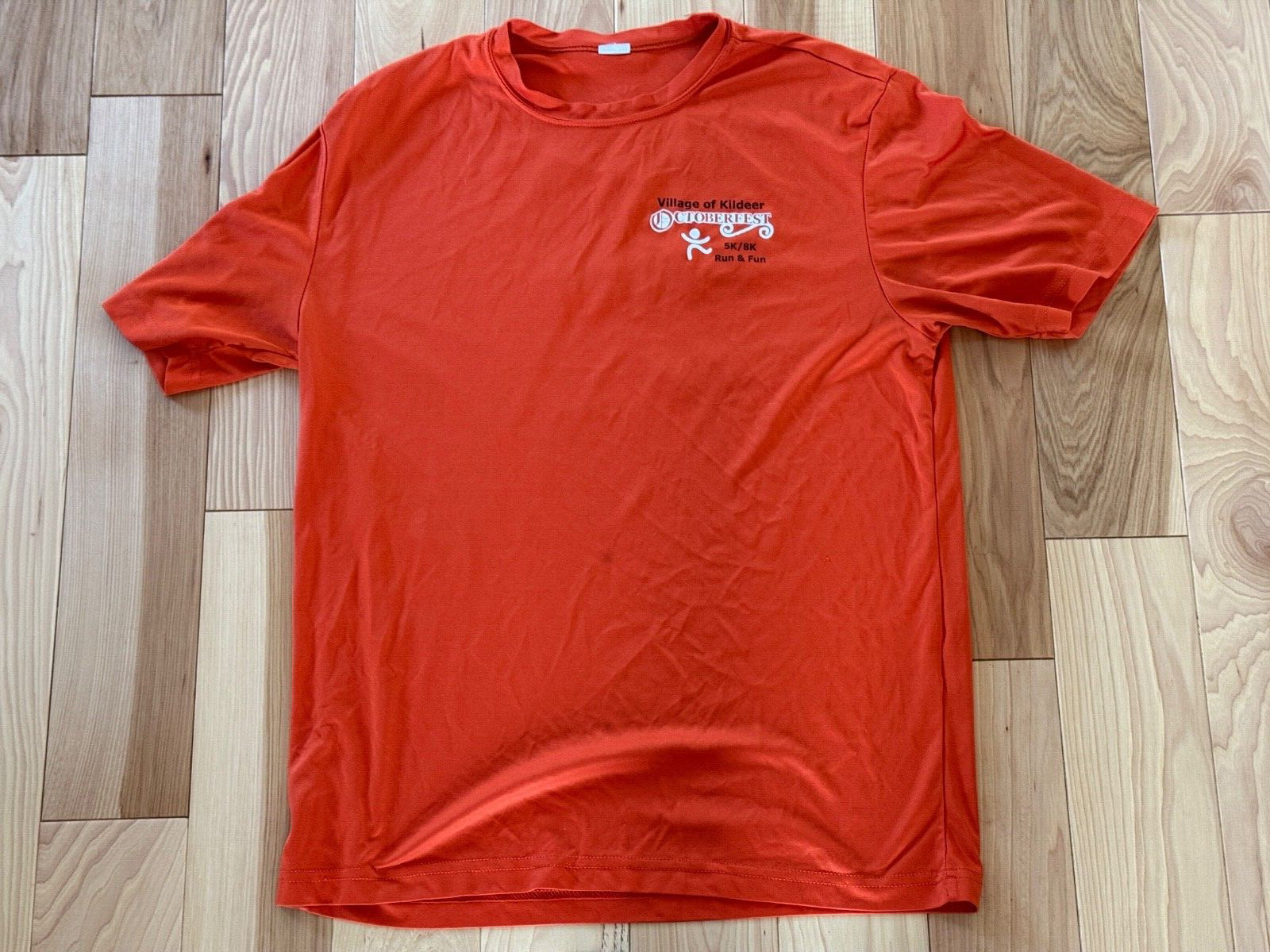 SportTek Short Sleeve T Shirt Mens Orange 5K Kildeer Event Volunteer Size Medium gallery