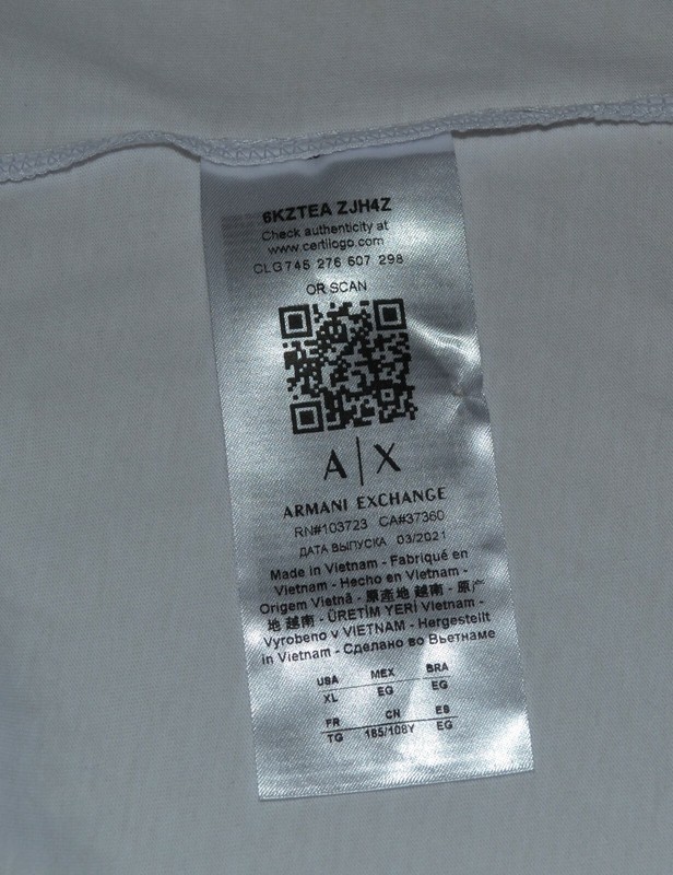 Armani Exchange White Blue Logo Cotton Short Sleeve Men's T-Shirt Size XL gallery