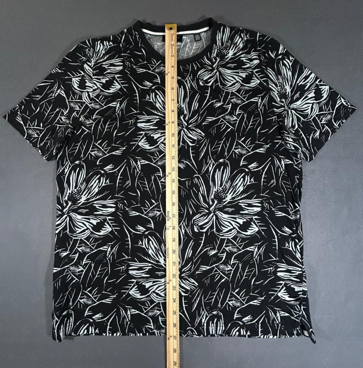 Ted Baker London T Shirt/Top Tropical Black White Floral Cotton Size 5 gallery