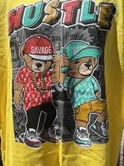 Bailey Apparel Hustle OG Savage Bear T-Shirt 3XL Yellow Print Cool Bear