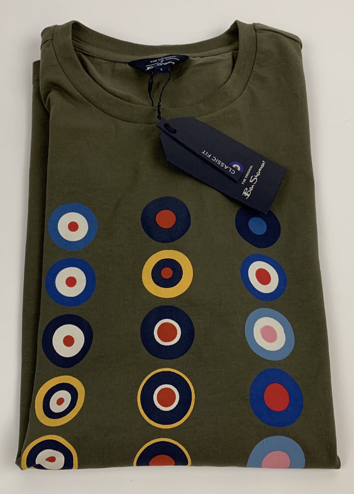 Ben Sherman British MOD Style Olive Cotton / Spandex Graphic T-Shirt Medium gallery
