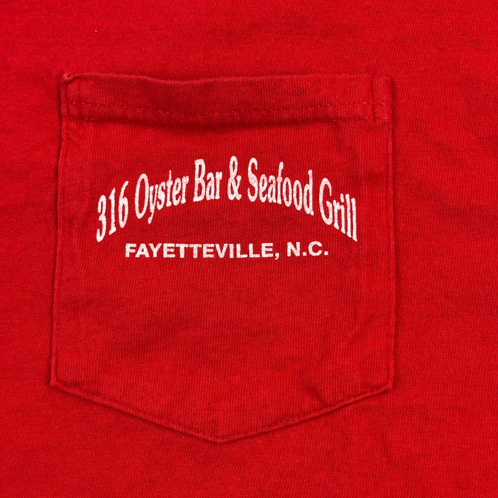Vintage Delta Pro Weight Shirt Mens Large Red 316 Oyster Bar NC Pocket Tee Y2K gallery