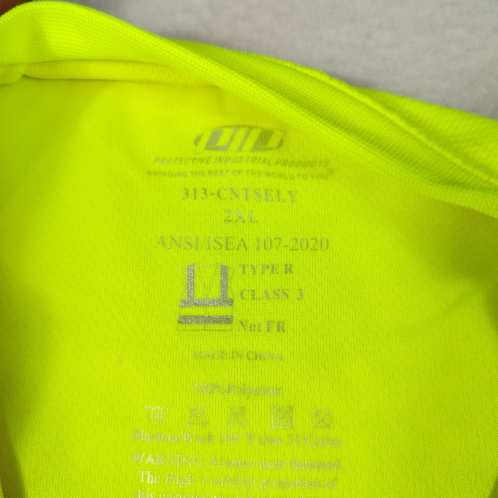 PIP Hi-Vis Shirt Mens 2XL Safety Yellow Short Sleeve Reflective Tape Class 3 gallery