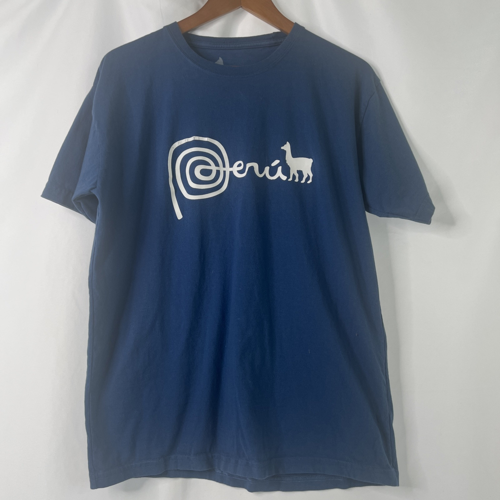 Peru Logo Blue T-Shirt Men’s Cowritten & Animal Logo Tee