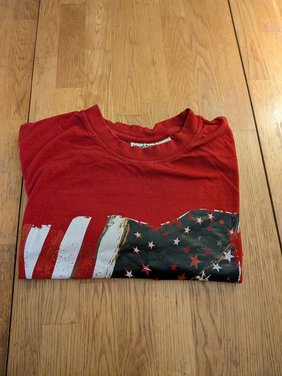 King Size Men’s 2XL Tall Red American Flag Graphic Print Crew Neck Tee Cotton gallery