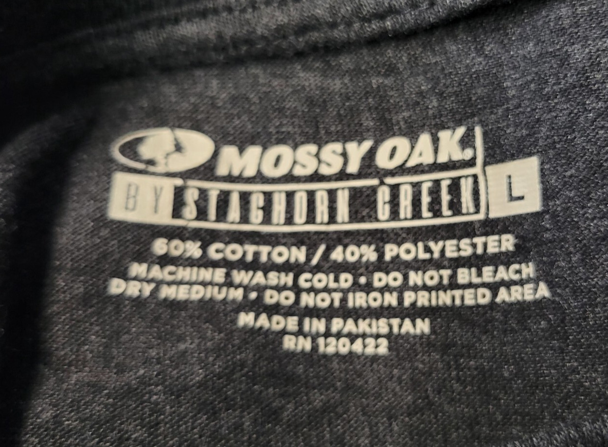 Mossy Oak by Staghorn Creek Mens L Gray Buck Deer Graphic Hunting Sports NWOT gallery