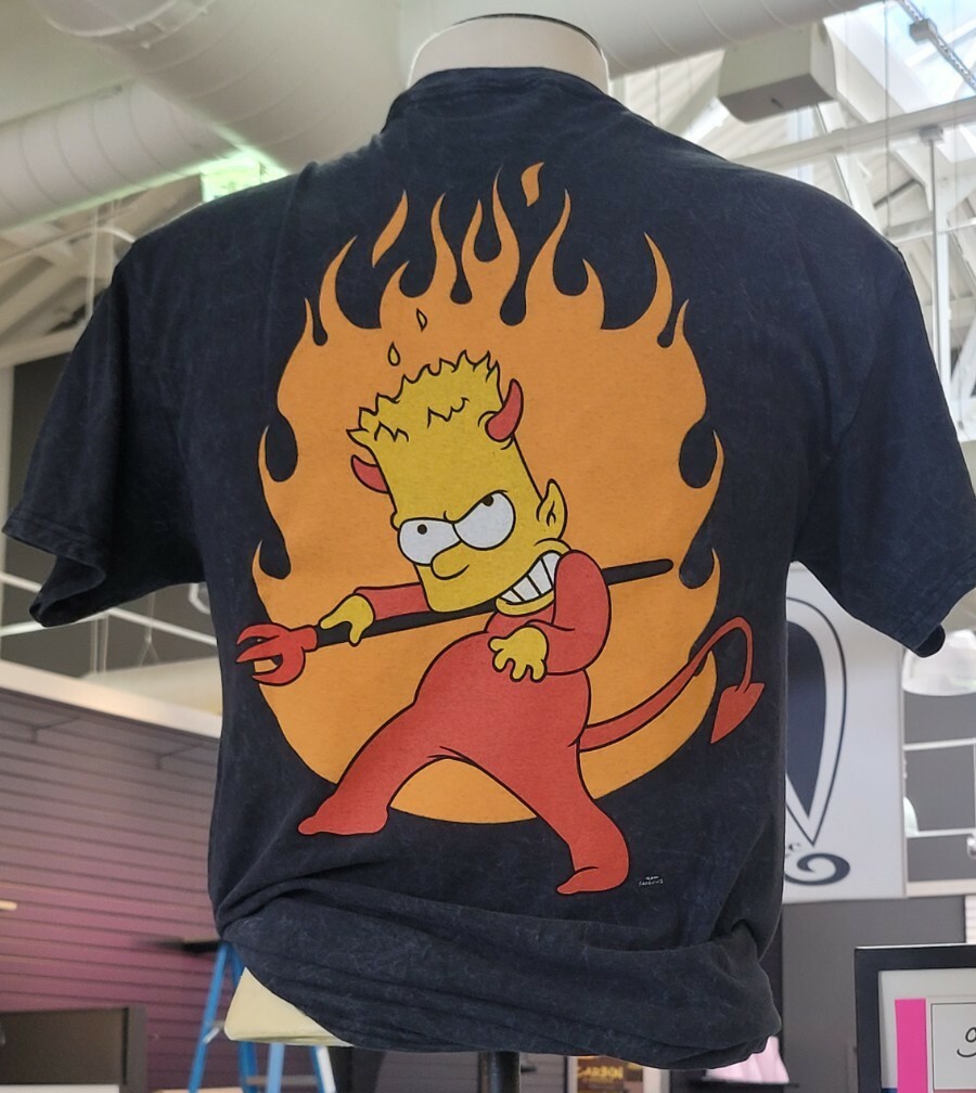 Men's The Simpsons Devilish Bart Simpson Size L Black T-Shirt 100% Cotton NWT gallery