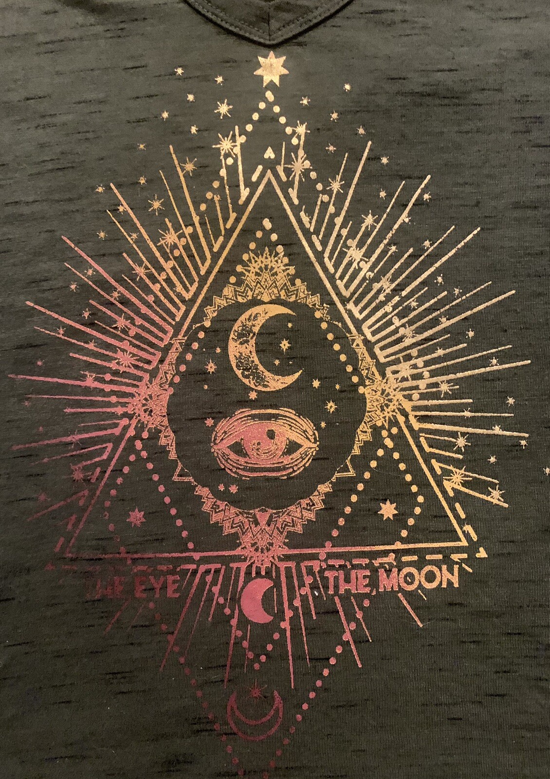 Truself Women’s Spiritual All Seeing Eye Wiccan Shirt Sz 3XL Green Cold Shoulder gallery