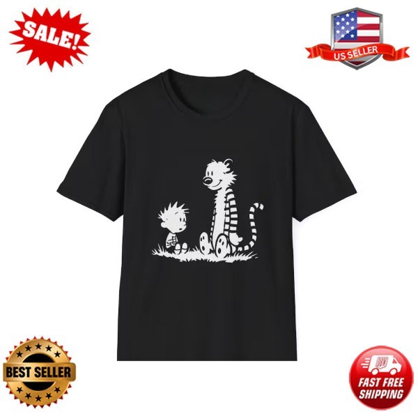 Calvin and Hobbes Black and White T-Shirt | Comic Strip Tee S-5XL gallery