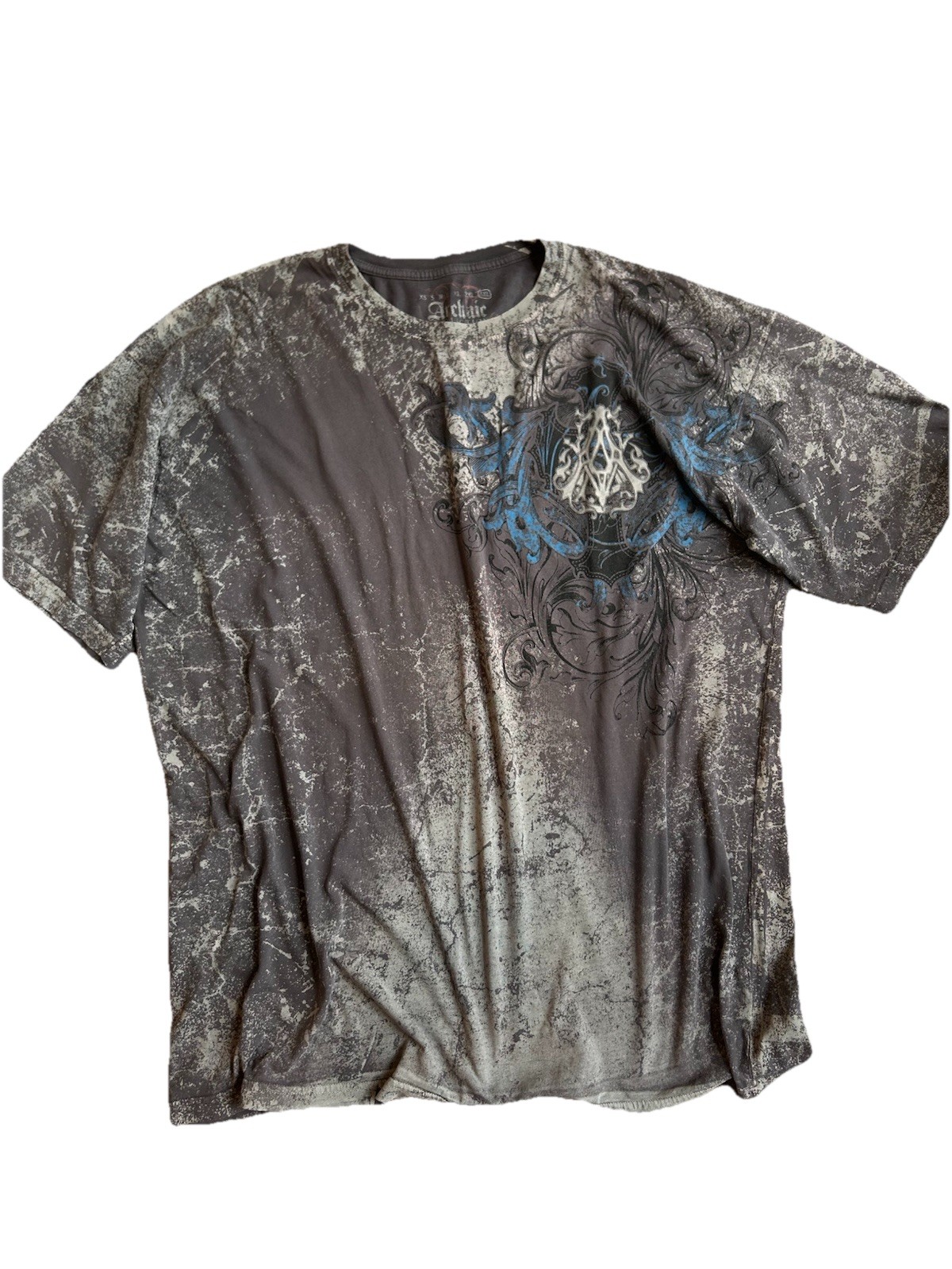 Archaic All Over Print Graphic Tee Y2K Affliction Style Eagle Cross Shirt XXL gallery