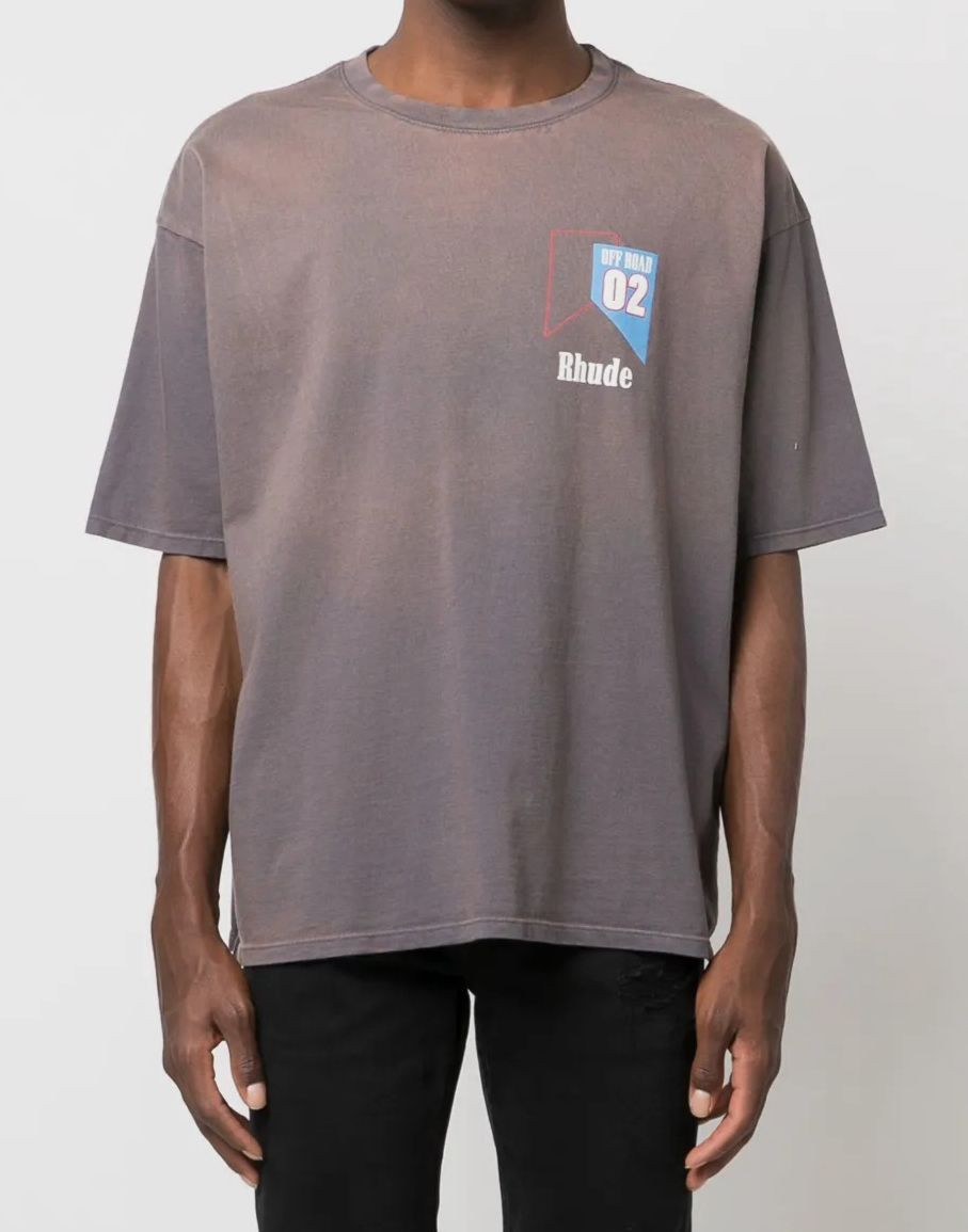 Rhude Men’s Gray Vintage O2 Off-Road Graphic-Print Cotton T-shirt Size S